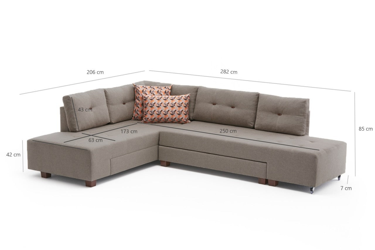 Manama Corner Sofa Bed Left - Cream Corner Sofa-Bed