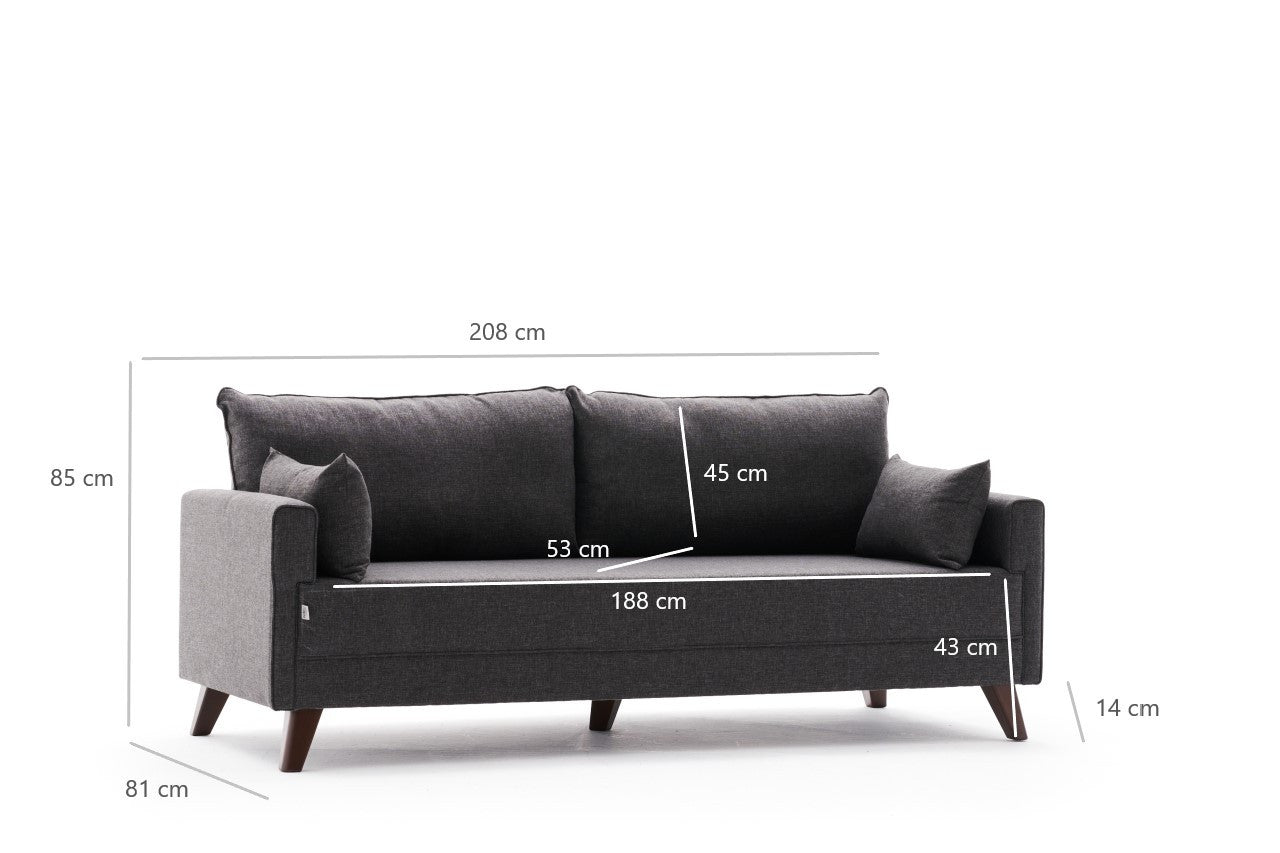 Bella Soffa För 3 Pr - Antracit 3-Sits Soffa