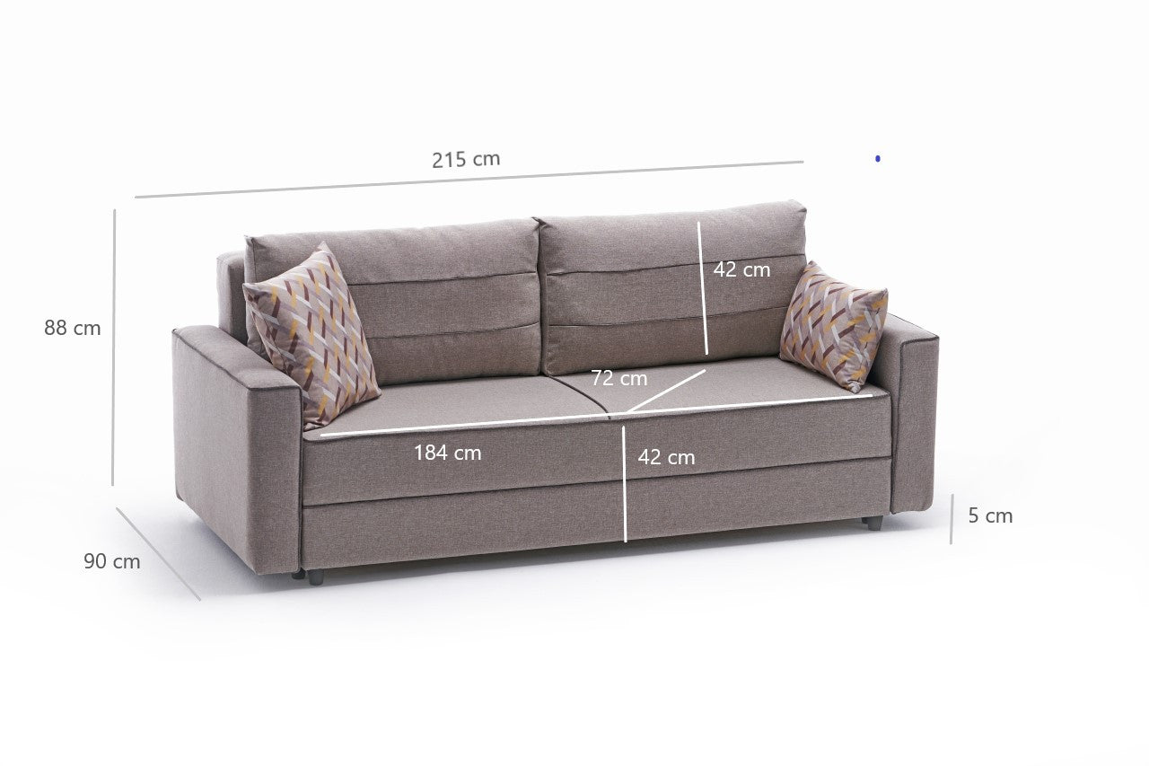 Ece - Kräm 3-sits sängsoffa