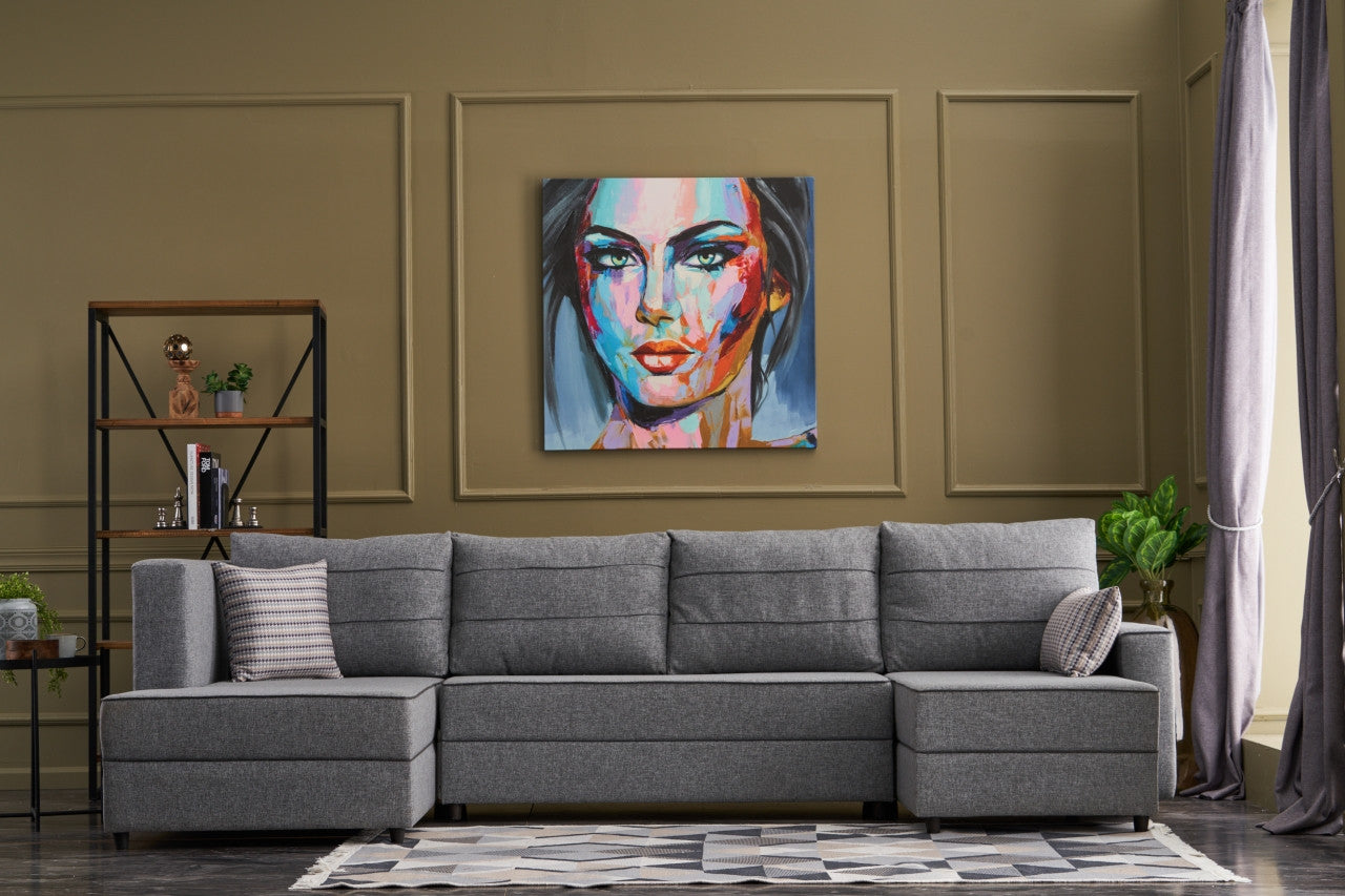 Ece Panoramik - Grey Corner Sofa-Bed