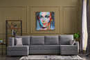 Ece Panoramik - Grey Corner Sofa-Bed