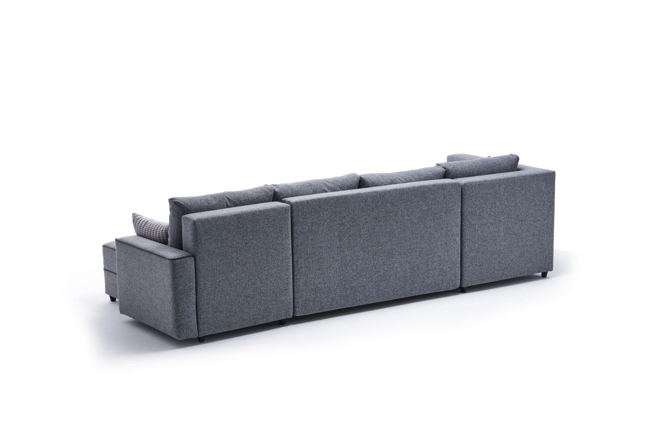 Ece Panoramik - Grey Corner Sofa-Bed