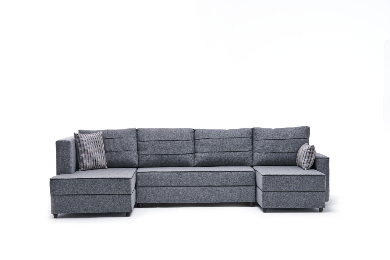 Ece Panoramik - Grey Corner Sofa-Bed