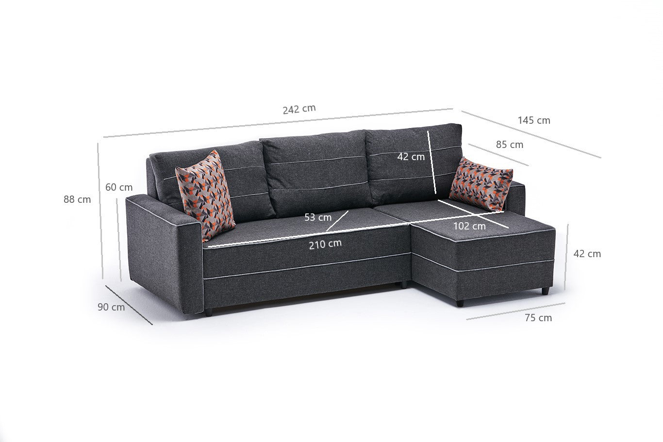 Ece Right - Antracit Hörnssoffbed