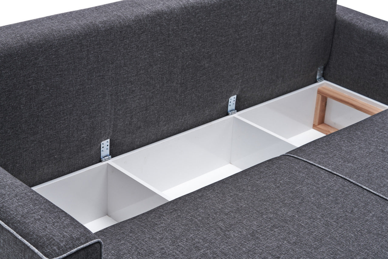 Ece Panoramik - Anthracite Corner Sofa-Bed