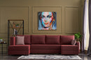 Ece Panoramik - Claret Red Corner Sofa-Bed