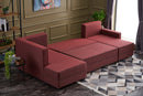 Ece Panoramik - Claret Red Corner Sofa-Bed