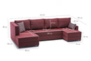 Ece Panoramik - Claret Red Corner Sofa-Bed