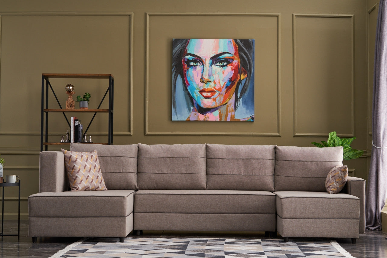 Ece Panoramik - Cream Corner Sofa-Bed