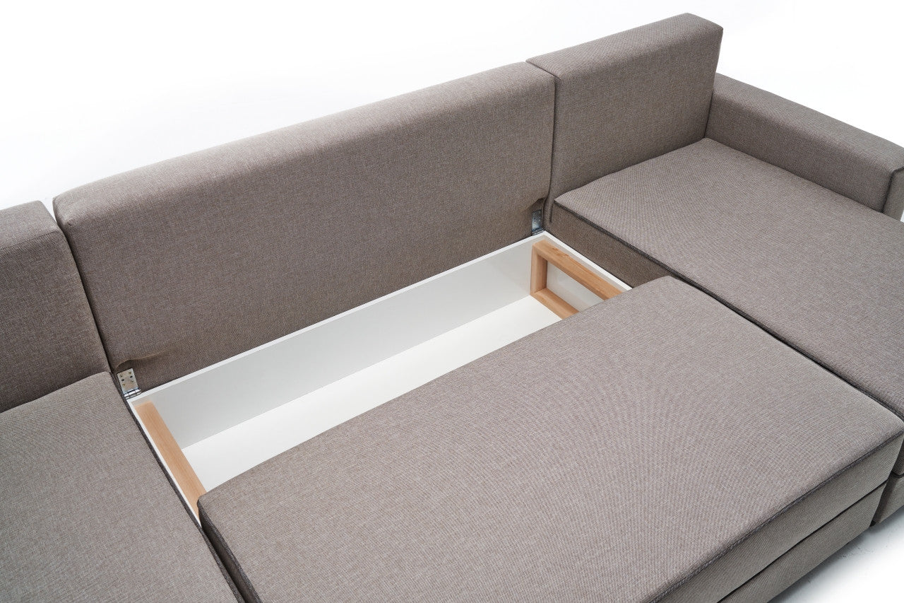 Ece Panoramik - Cream Corner Sofa-Bed