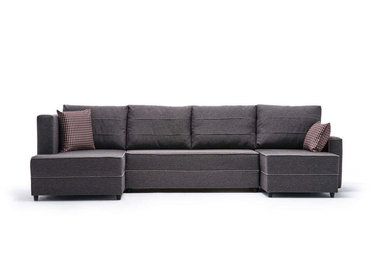 Ece Panoramik - Brown Corner Sofa-Bed