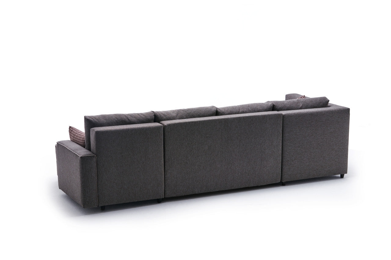 Ece Panoramik - Brown Corner Sofa-Bed