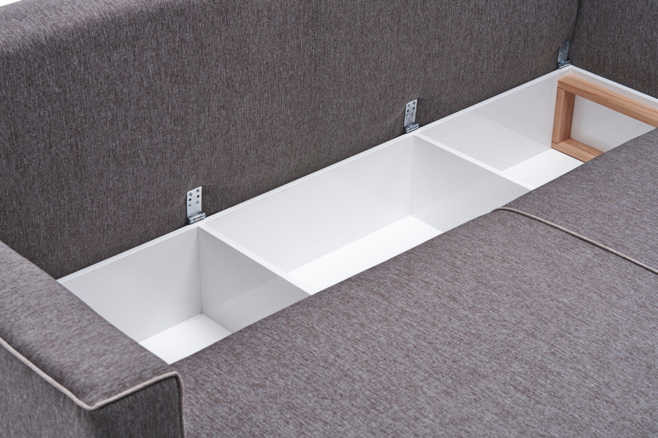 Ece Panoramik - Brown Corner Sofa-Bed