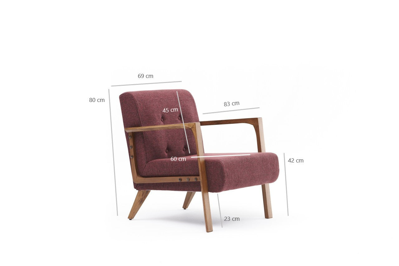 Kemer - Claret Red Wing Chair