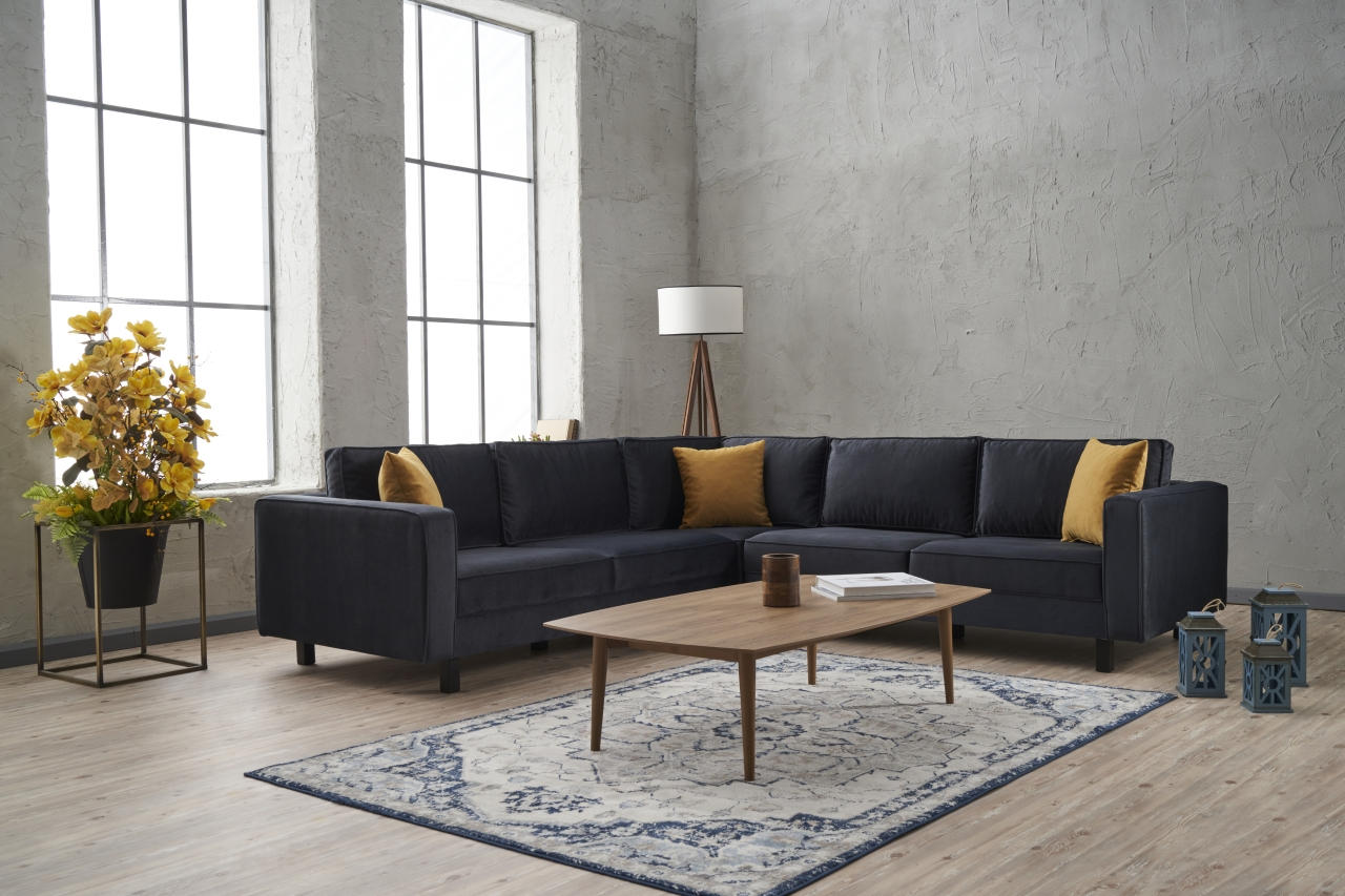 Kale Velvet - Anthracite Corner Sofa