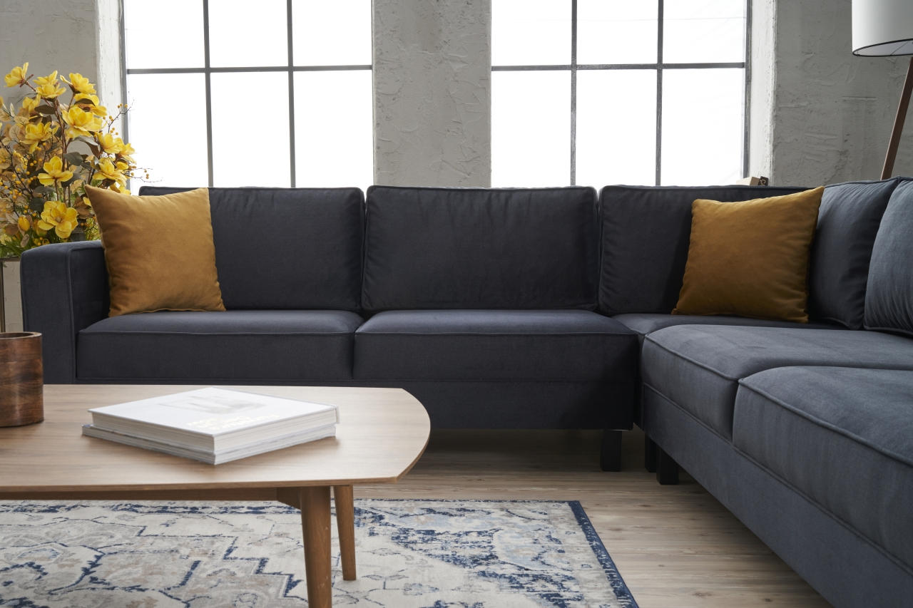 Kale Velvet - Anthracite Corner Sofa