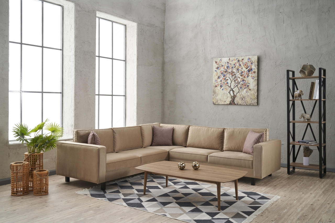 Kale Velvet - Cream Corner Sofa