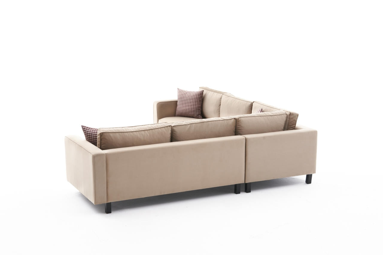 Kale Velvet - Cream Corner Sofa