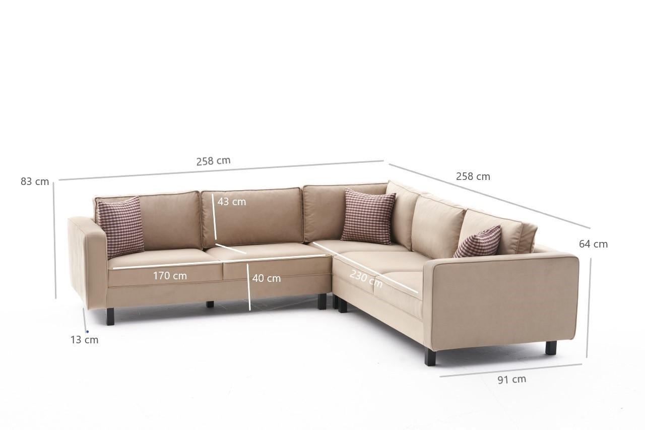 Kale Velvet - Cream Corner Sofa
