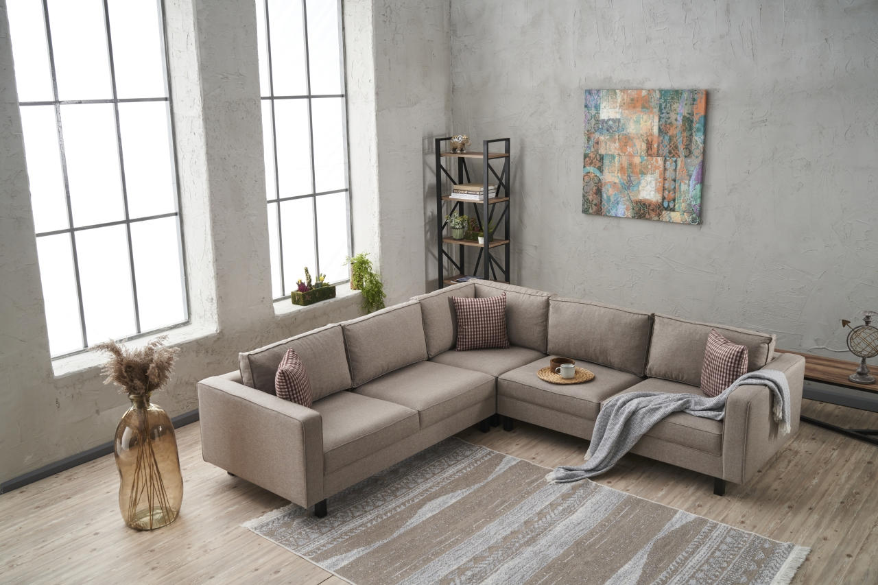 Kale Linen - Cream Corner Sofa