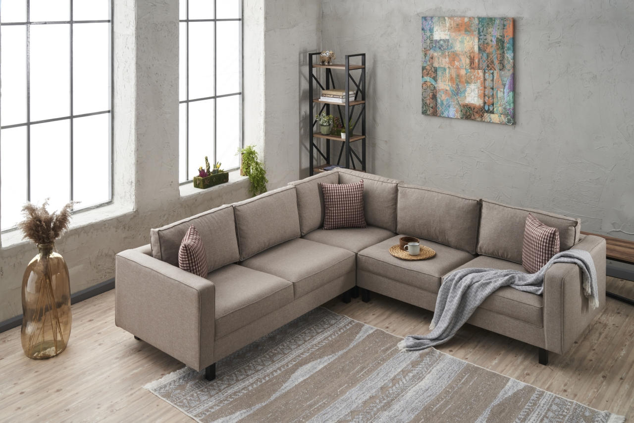 Kale Linen - Cream Corner Sofa