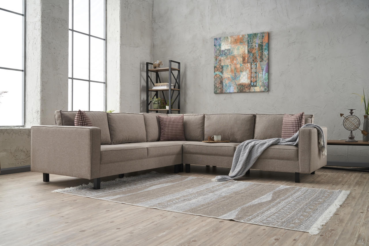 Kale Linen - Cream Corner Sofa