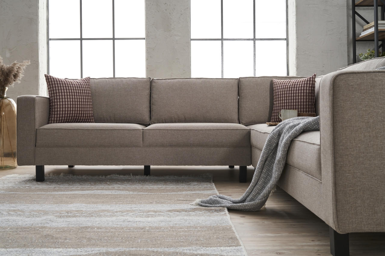 Kale Linen - Cream Corner Sofa