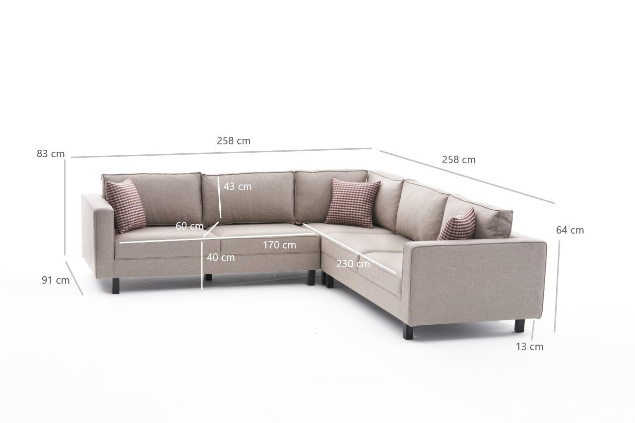 Kale Linen - Cream Corner Sofa