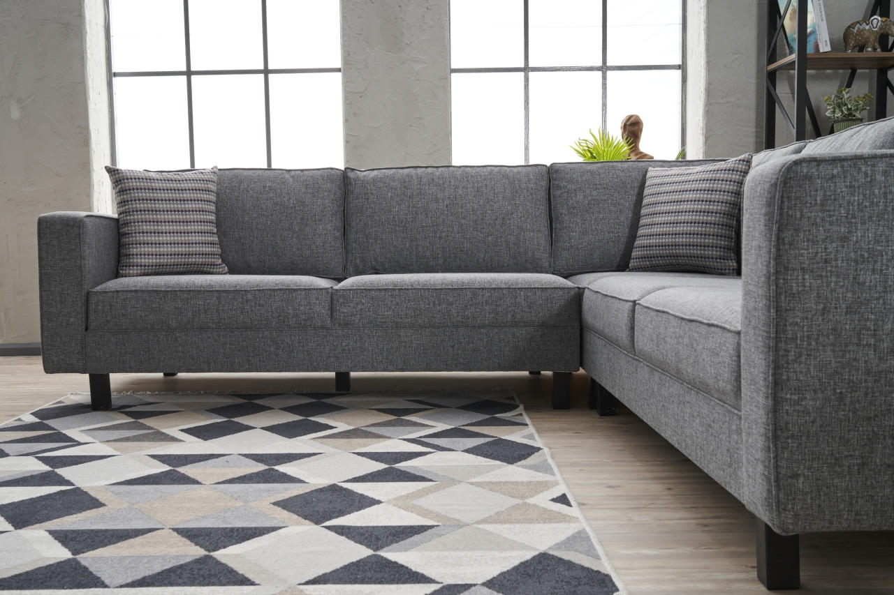 Kale Linen - Grey Corner Sofa