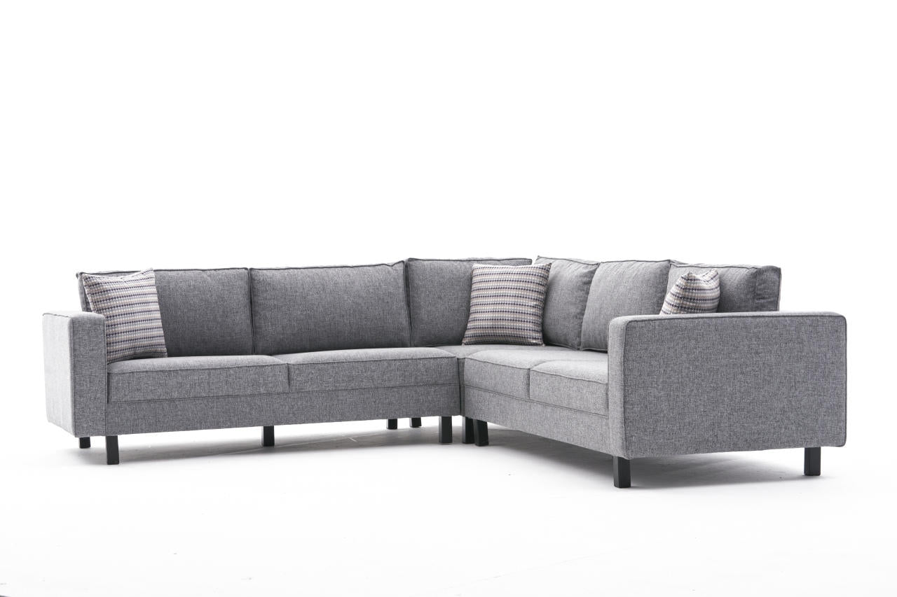 Kale Linen - Grey Corner Sofa