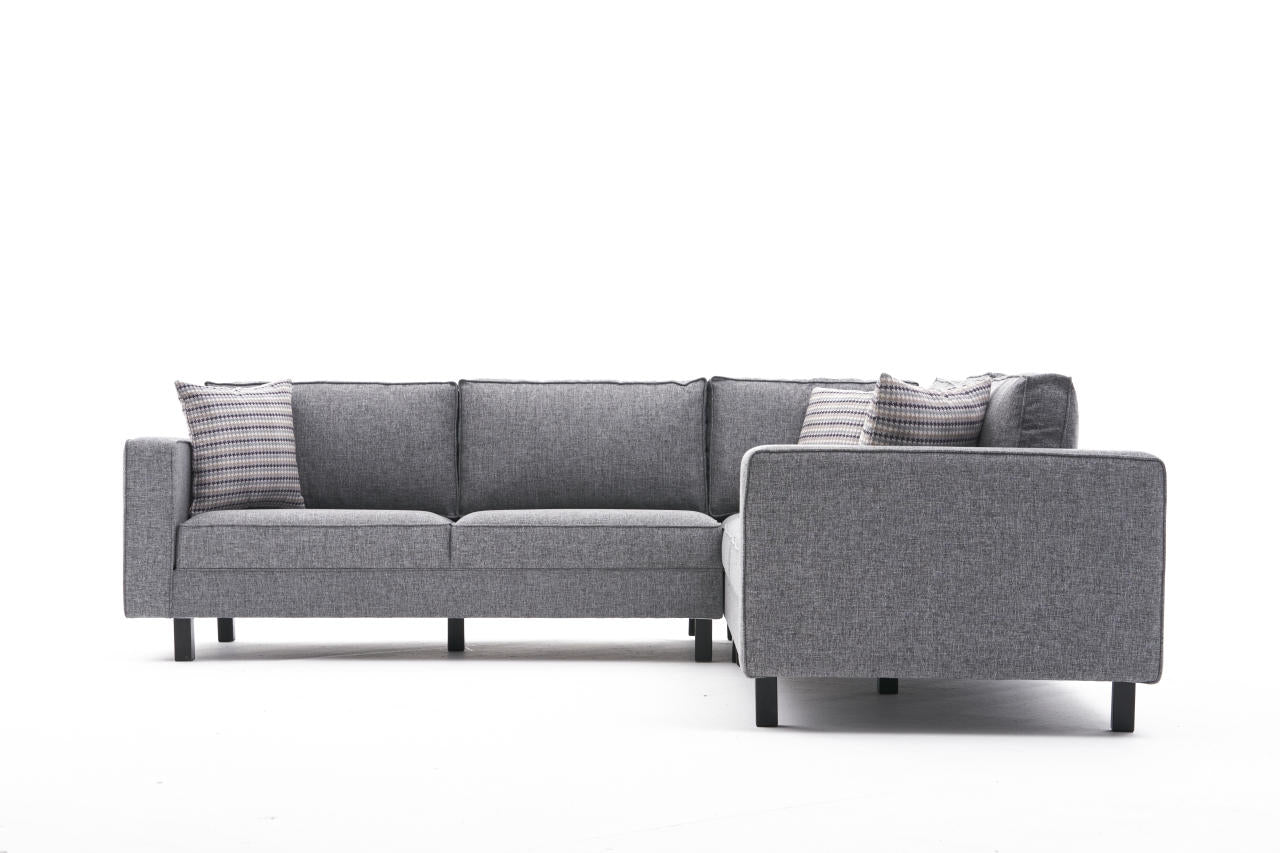 Kale Linen - Grey Corner Sofa