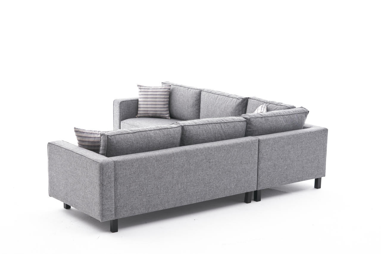 Kale Linen - Grey Corner Sofa
