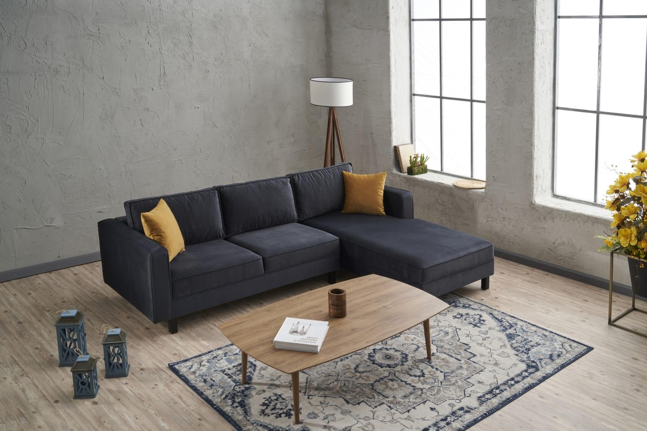 Kale Velvet Right - Anthracite Corner Sofa