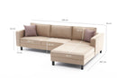 Kale Velvet Right - Cream Corner Sofa