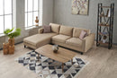 Kale Velvet Left - Cream Corner Sofa