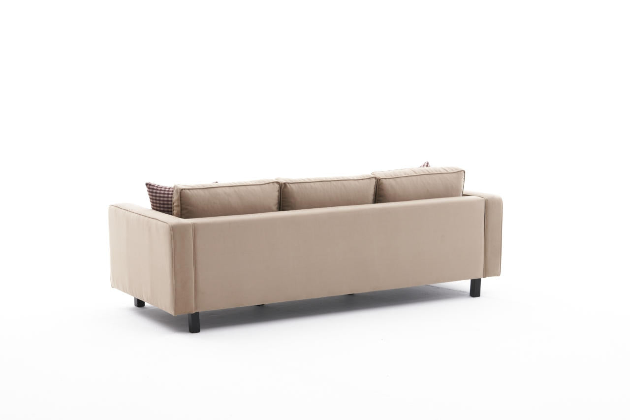 Kale Sammet - Grädd 3-Sits Soffa