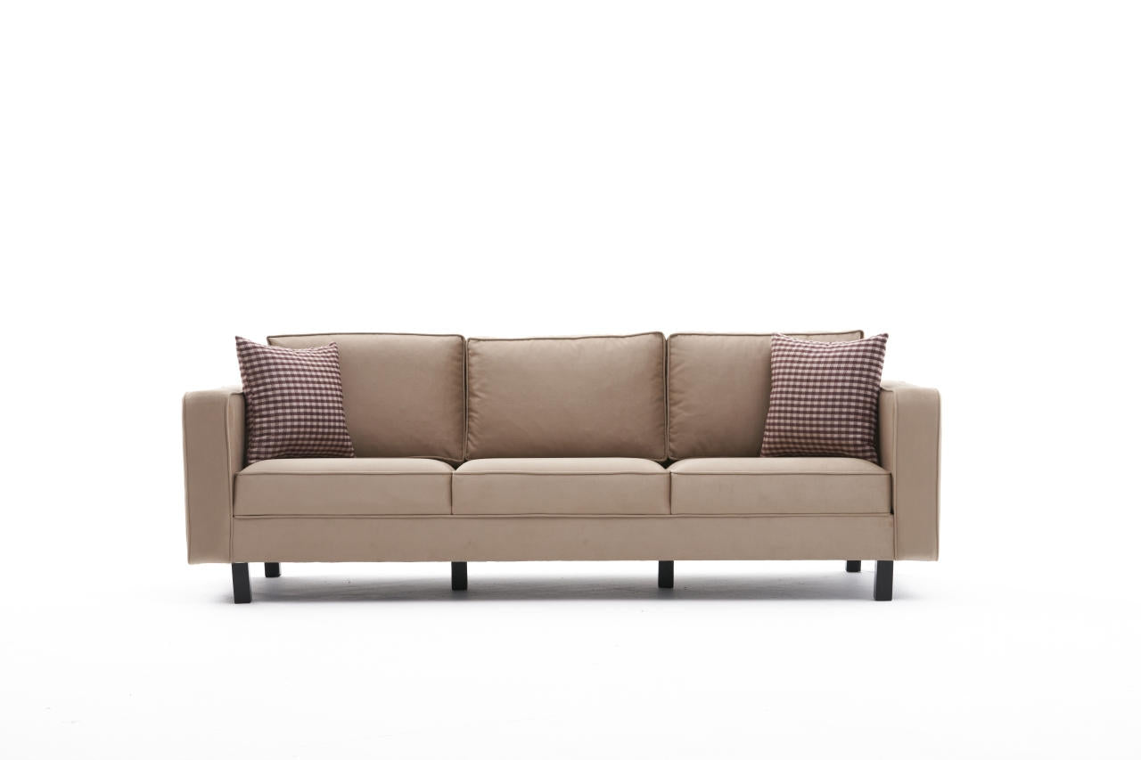 Kale Sammet - Grädd 3-Sits Soffa