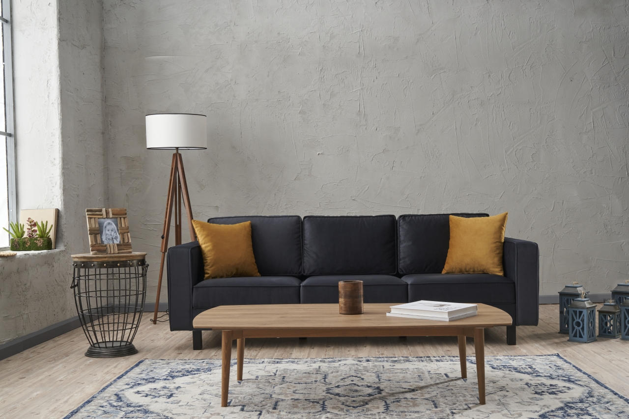Kale Sammet - Antracit 3-Sits Soffa