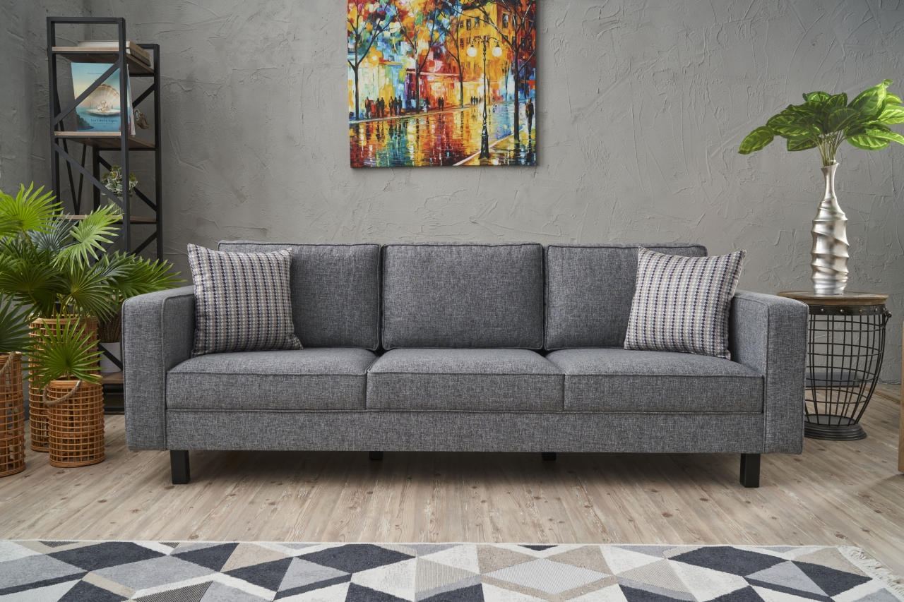 Kale Linen - Grey 3-Sitssoffa