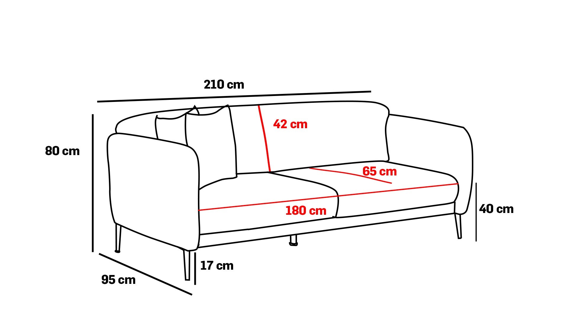Venus 3-sits - Antracit 3-sits Soffa-säng