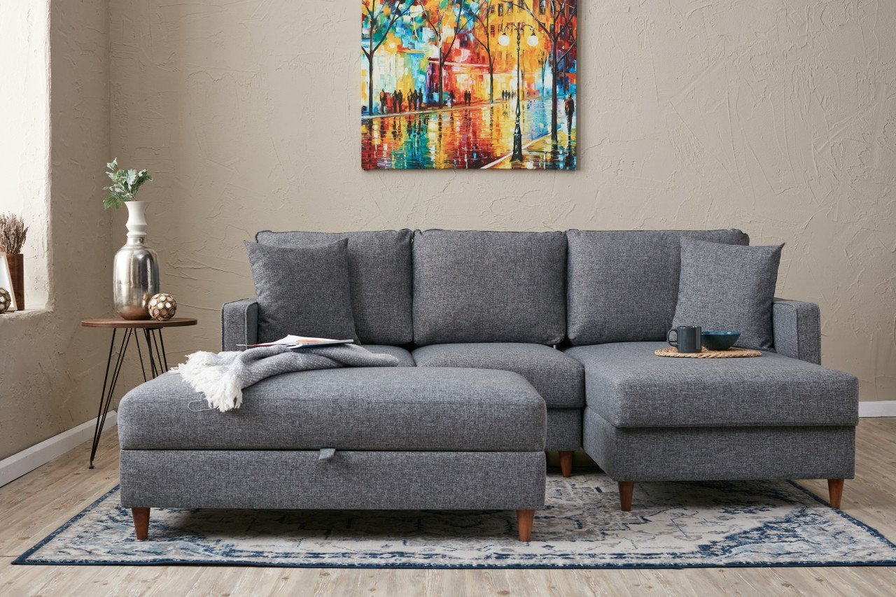 Eva Right - Grey Corner Sofa