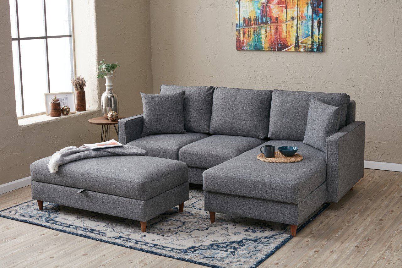 Eva Right - Grey Corner Sofa