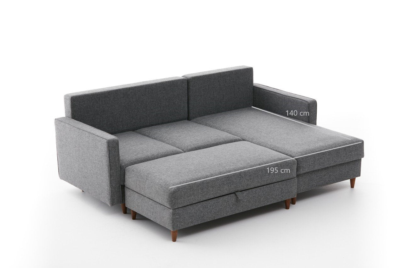 Eva Right - Grey Corner Sofa