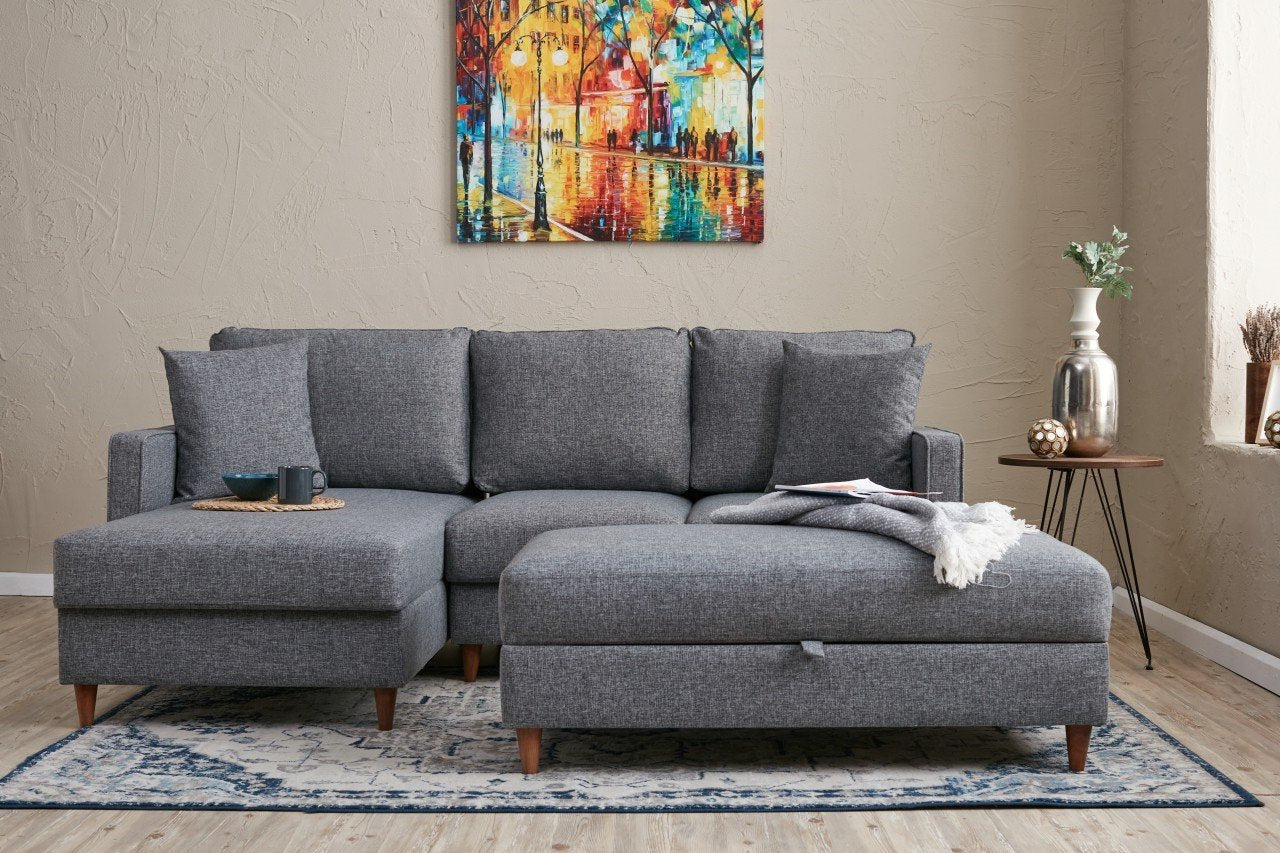 Eva Left - Grey Corner Sofa