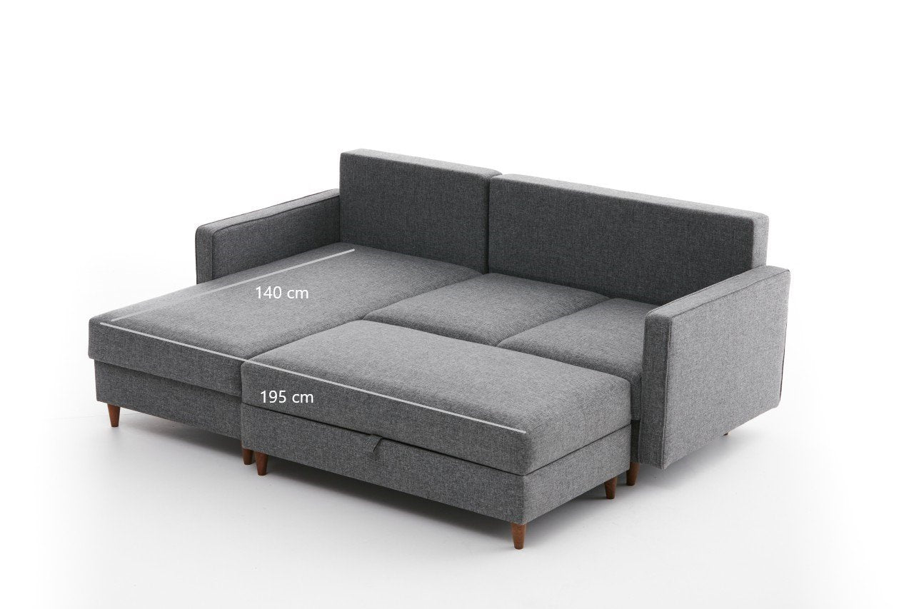 Eva Left - Grey Corner Sofa