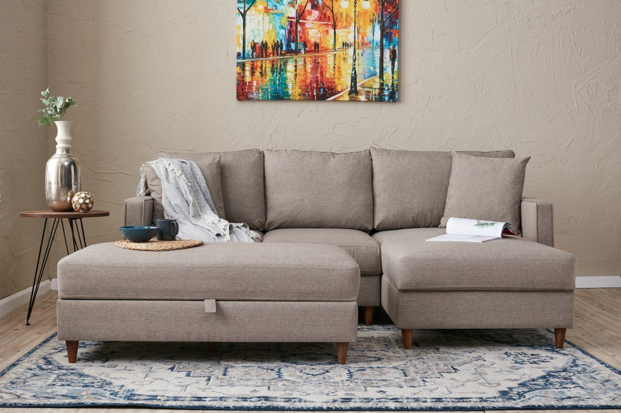 Eva Right - Cream Corner Sofa