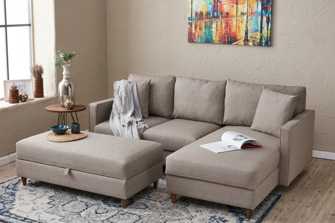 Eva Right - Cream Corner Sofa