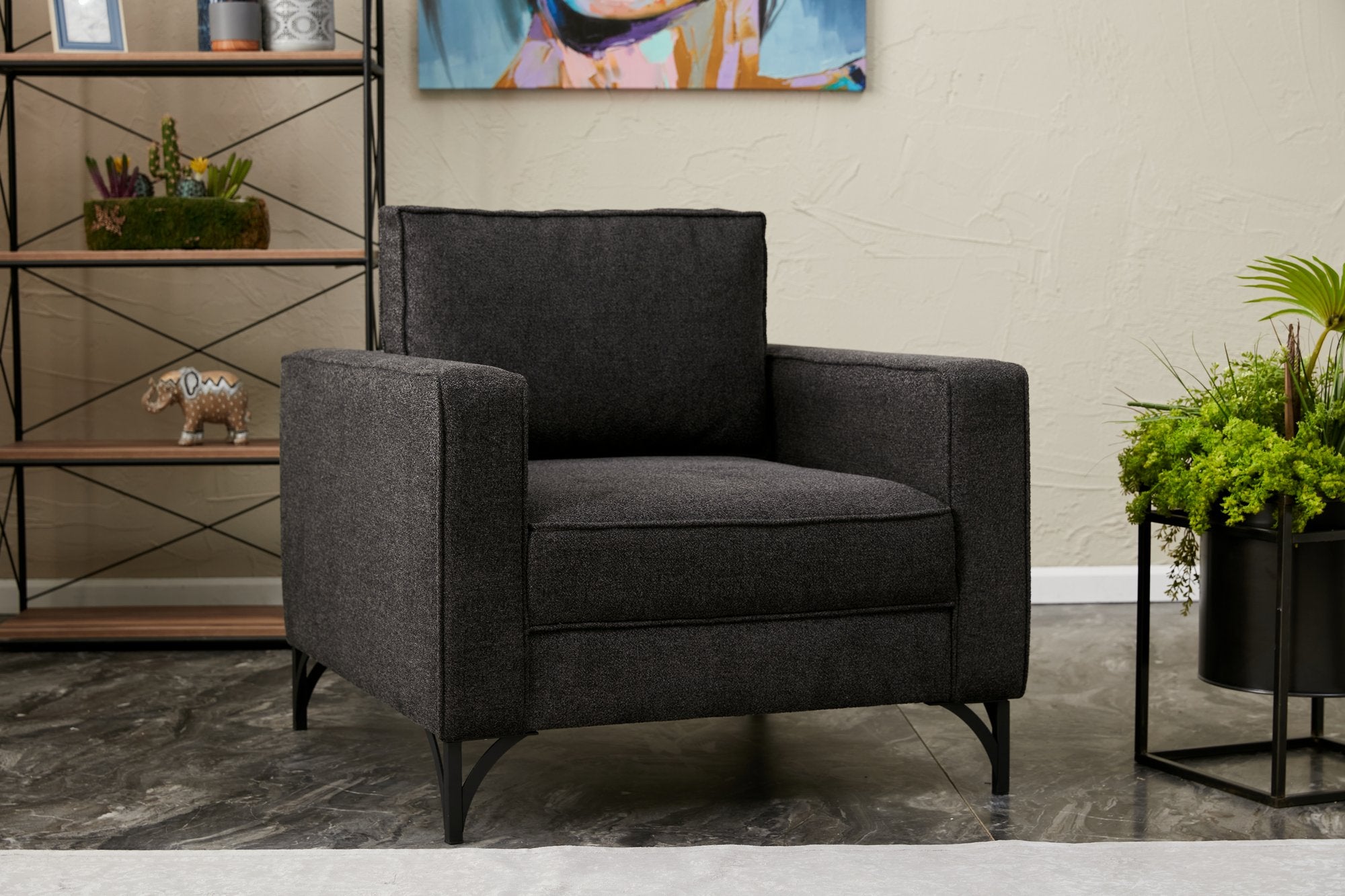 Berlin - Antracit, Svart 1-Sits Soffa