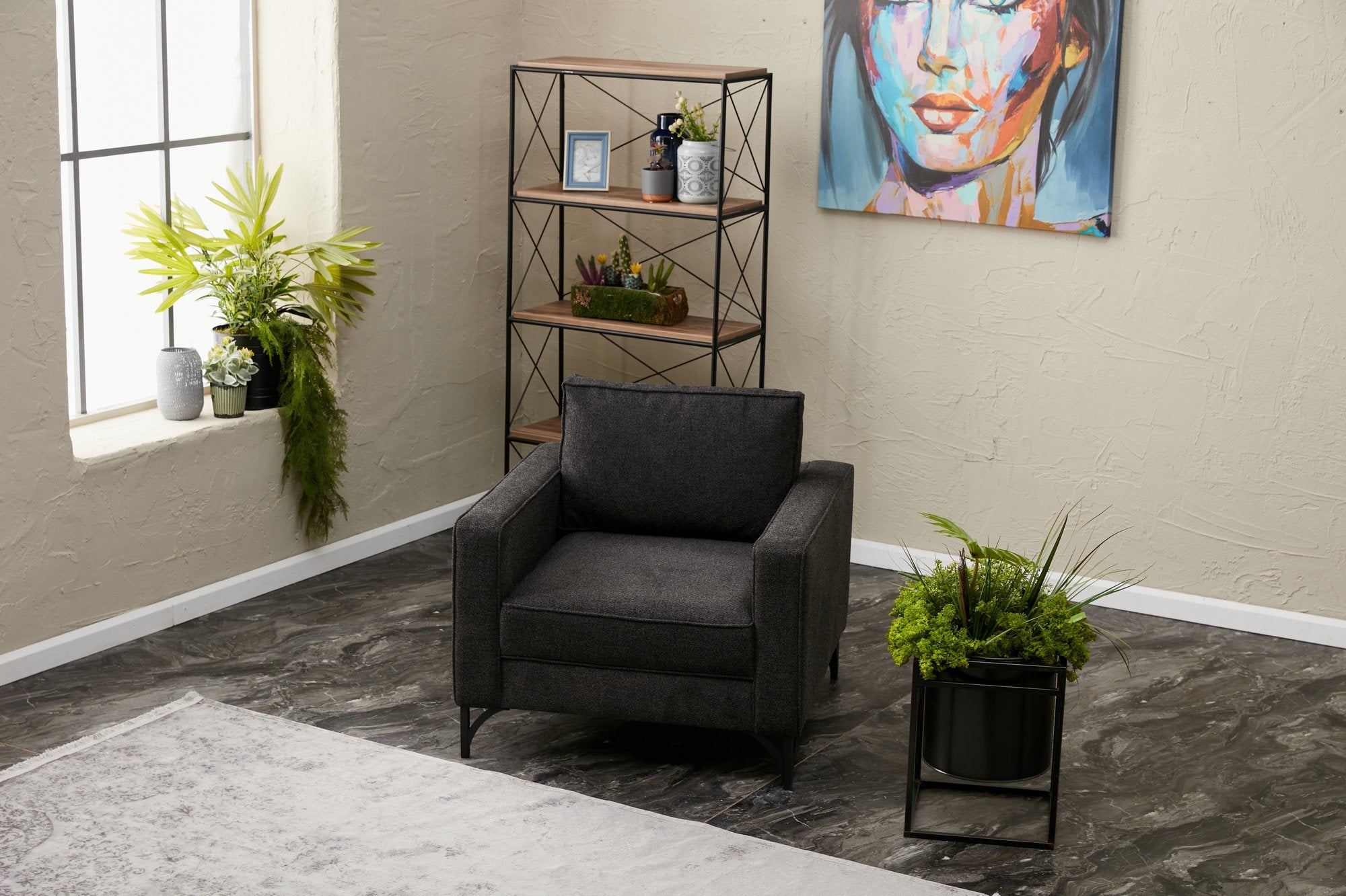 Berlin - Antracit, Svart 1-Sits Soffa