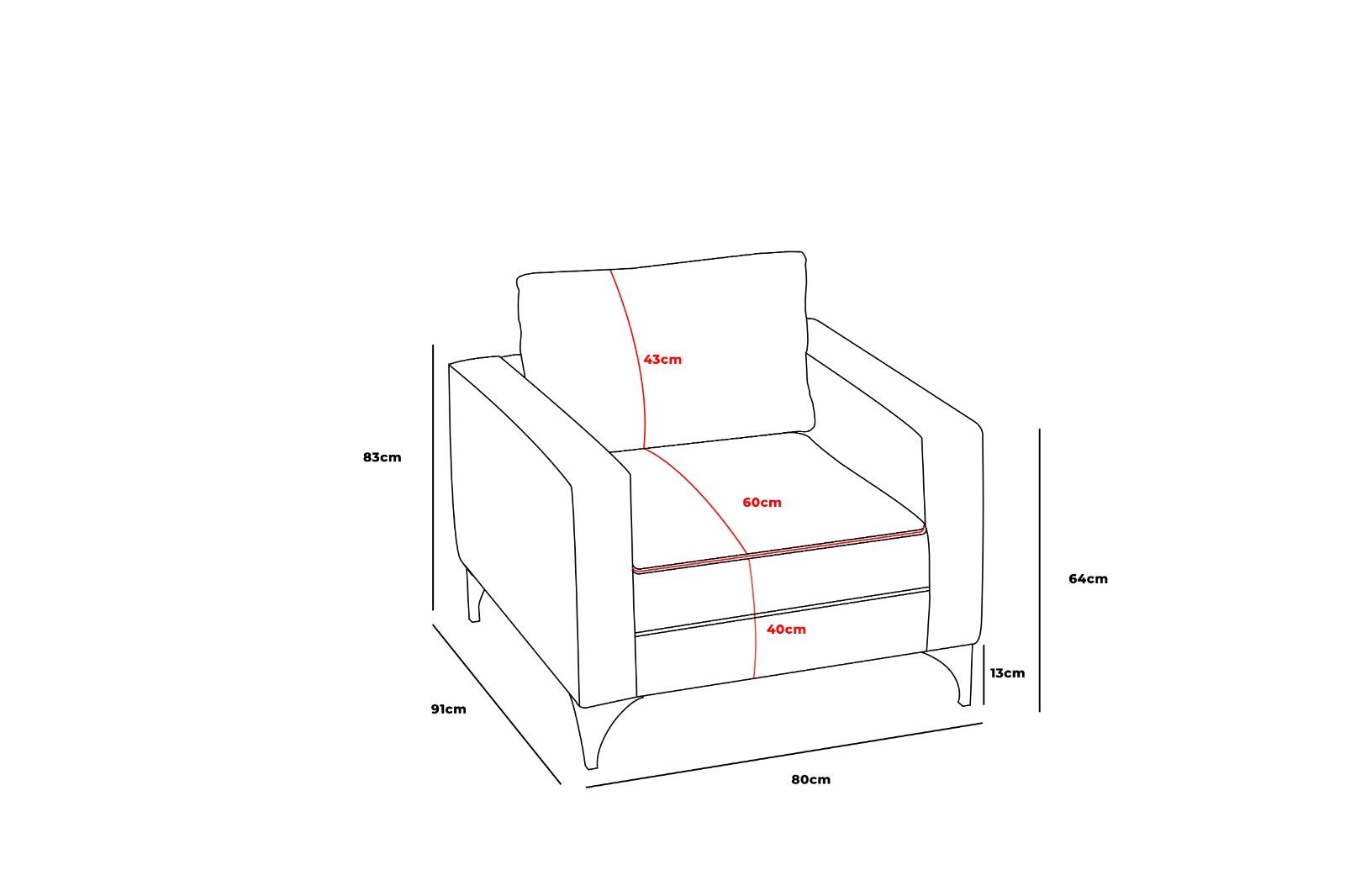 Berlin - Antracit, Svart 1-Sits Soffa
